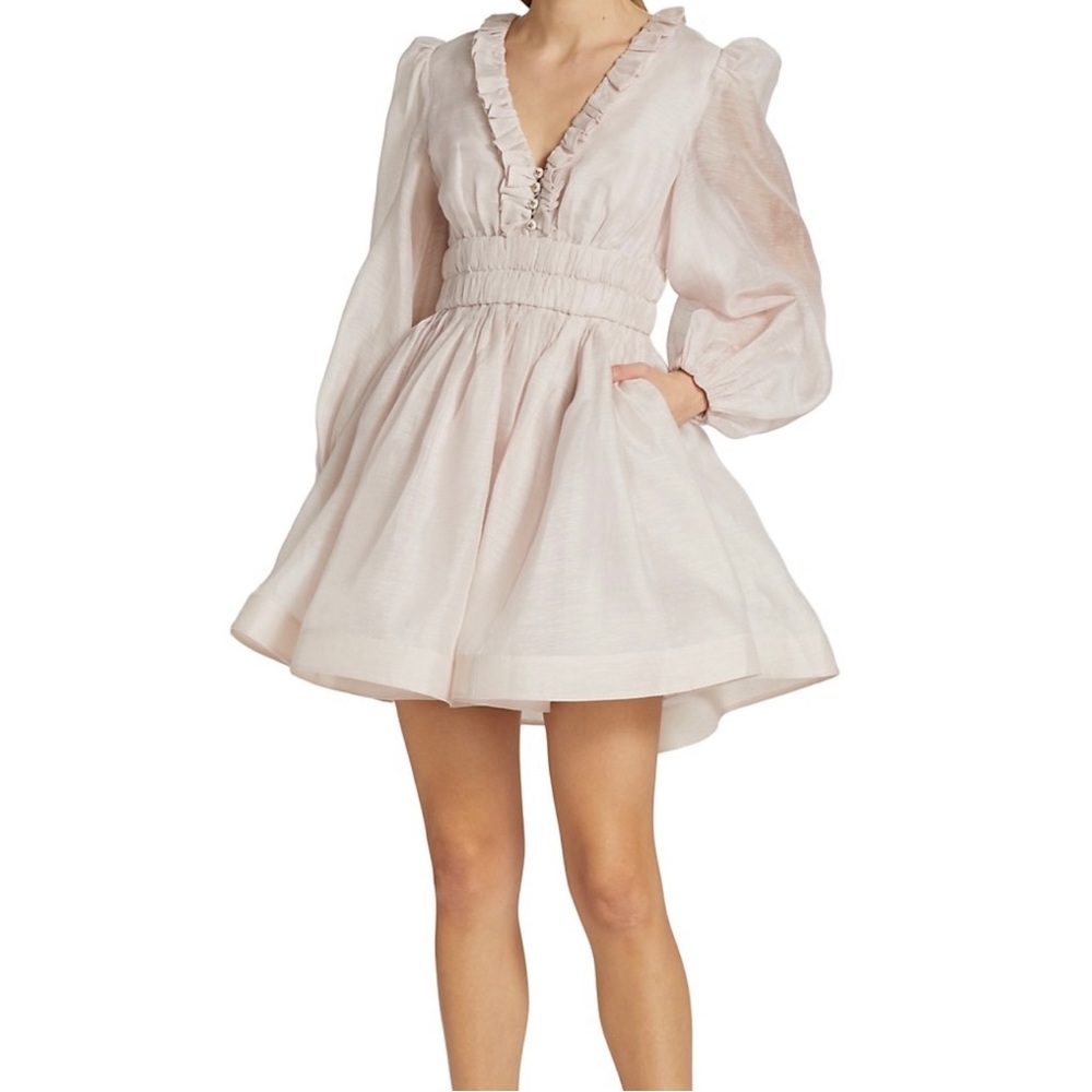 Zimmermann Rhythmic Frill V-Neck Minidress NWT